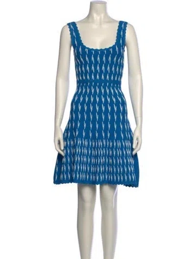 Pre-owned Herve Leger Printed Mini Dress In Blue