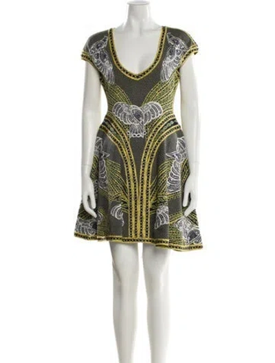 Pre-owned Herve Leger Printed Mini Dress In Blue