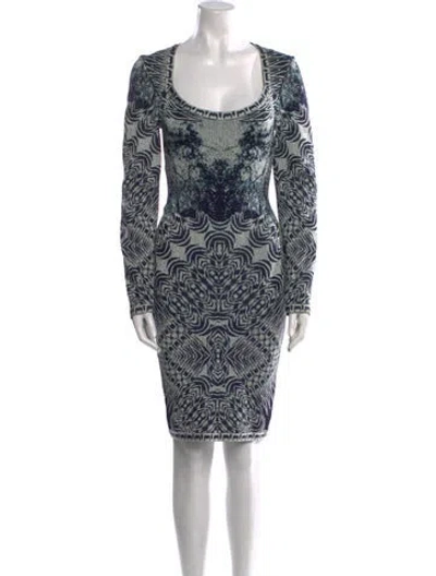 Pre-owned Herve Leger Printed Mini Dress In Blue