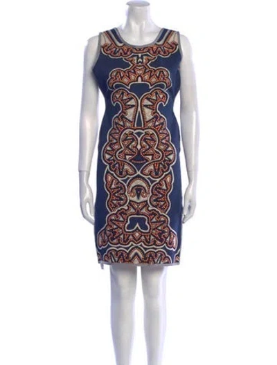 Pre-owned Herve Leger Printed Mini Dress In Blue