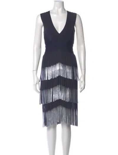 Pre-owned Herve Leger Printed Mini Dress In Blue