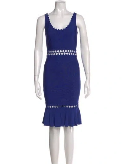 Pre-owned Herve Leger Printed Mini Dress In Blue