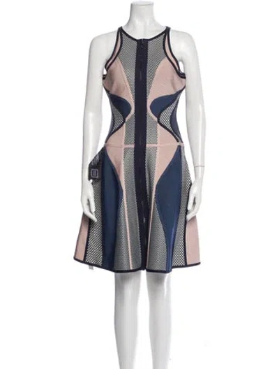 Pre-owned Herve Leger Printed Mini Dress In Blue