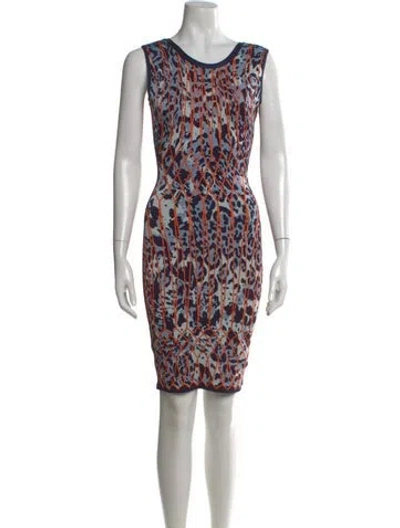 Pre-owned Herve Leger Printed Mini Dress In Blue