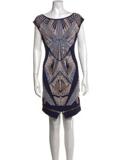 Pre-owned Herve Leger Printed Mini Dress In Blue