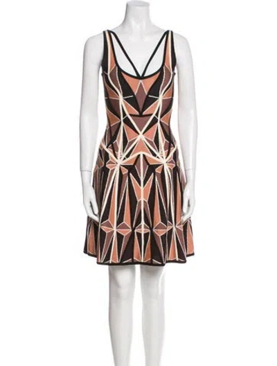 Pre-owned Herve Leger Printed Mini Dress In Brown
