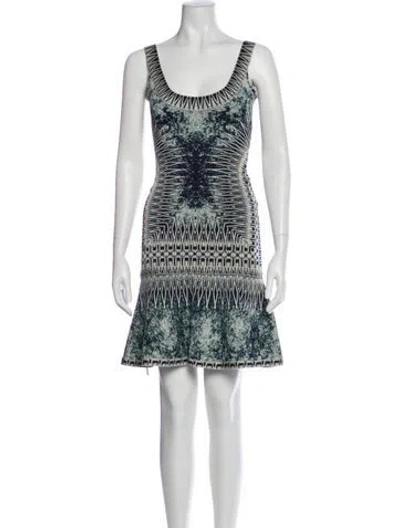 Pre-owned Herve Leger Printed Mini Dress In Gray