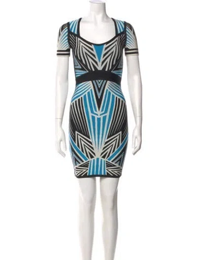 Pre-owned Herve Leger Printed Mini Dress In Neutral