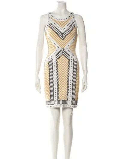 Pre-owned Herve Leger Printed Mini Dress In Neutral