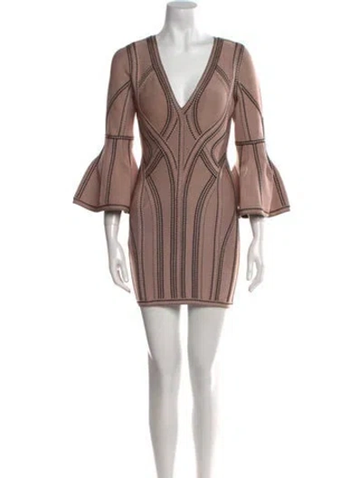 Pre-owned Herve Leger Printed Mini Dress In Neutral
