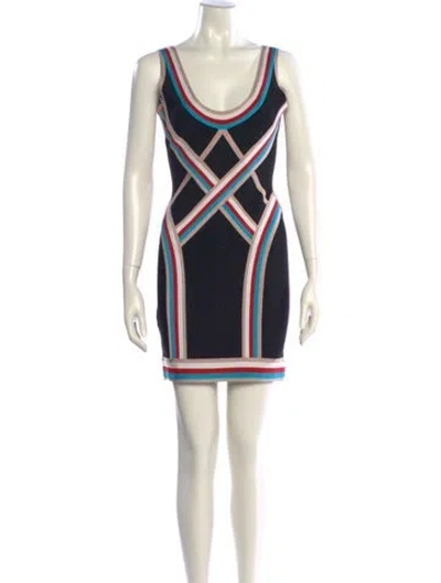 Pre-owned Herve Leger Printed Mini Dress In Neutral
