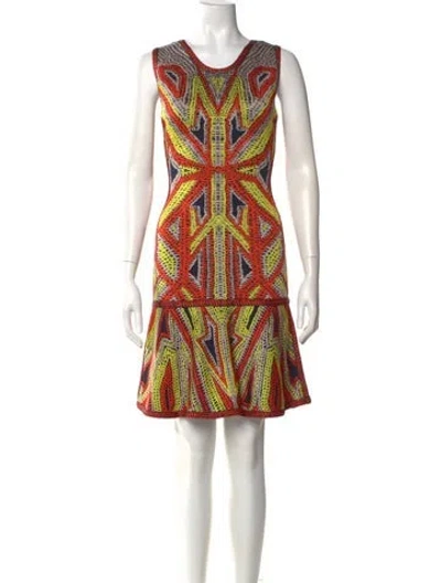 Pre-owned Herve Leger Printed Mini Dress In Orange