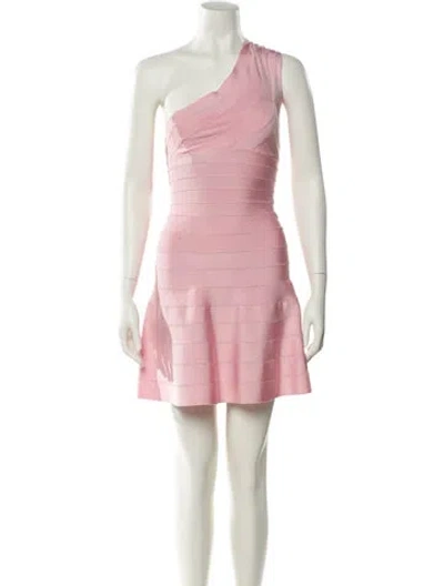 Pre-owned Herve Leger Printed Mini Dress In Pink