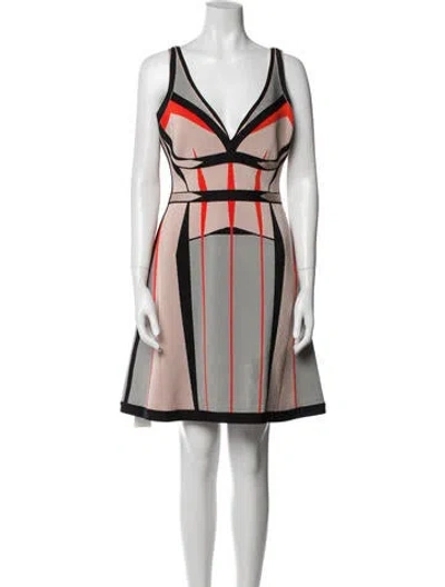 Pre-owned Herve Leger Printed Mini Dress In Pink