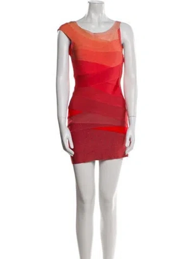 Pre-owned Herve Leger Printed Mini Dress In Pink