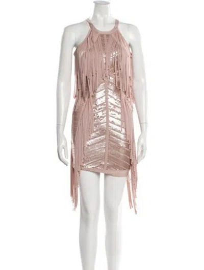 Pre-owned Herve Leger Printed Mini Dress In Pink