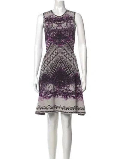 Pre-owned Herve Leger Printed Mini Dress In Purple