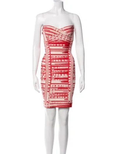 Pre-owned Herve Leger Printed Mini Dress In Red