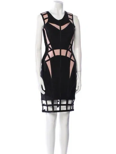 Pre-owned Herve Leger Printed Mini Dress W/ Tags In Black