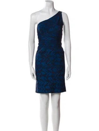 Pre-owned Herve Leger Printed Mini Dress W/ Tags In Blue