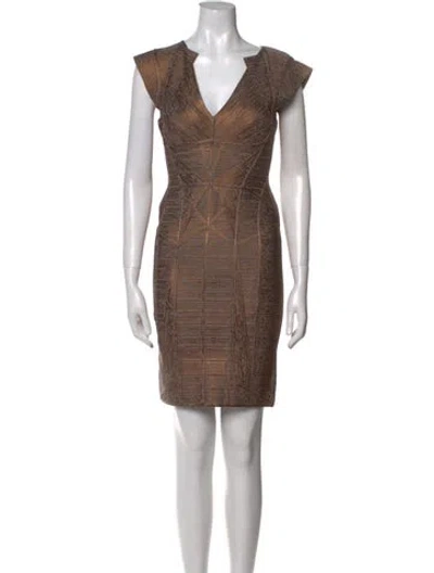 Pre-owned Herve Leger Printed Mini Dress W/ Tags In Neutral