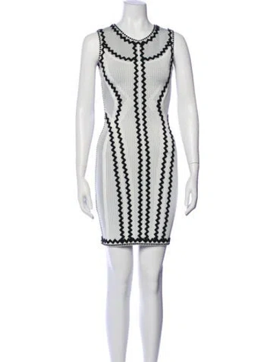 Pre-owned Herve Leger Printed Mini Dress W/ Tags In White