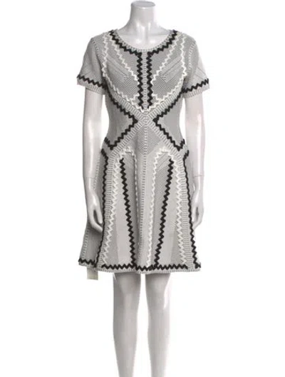 Pre-owned Herve Leger Printed Mini Dress In White