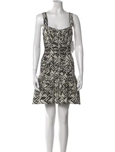 Pre-owned Herve Leger Printed Mini Dress In White