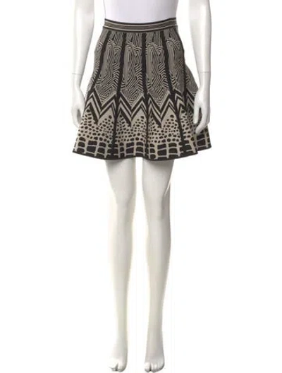 Pre-owned Herve Leger Printed Mini Skirt In Black