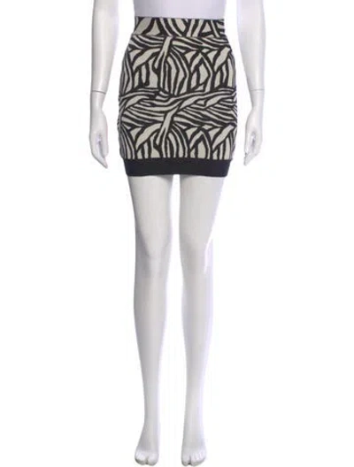 Pre-owned Herve Leger Printed Mini Skirt In Black