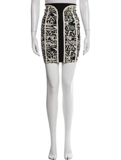 Pre-owned Herve Leger Printed Mini Skirt In Black