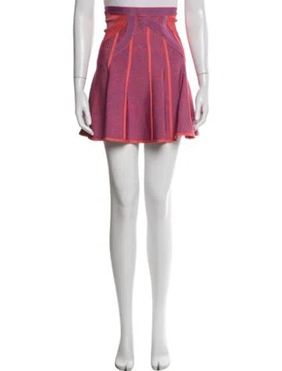 Pre-owned Herve Leger Printed Mini Skirt In Pink