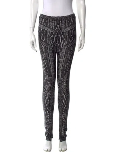 Pre-owned Herve Leger Printed Skinny Leg Pants In Black