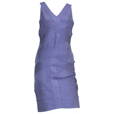 Pre-owned Herve Leger Purple Bandage Dress