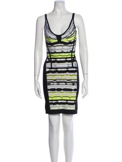 Pre-owned Herve Leger Raquel Mini Dress In Green