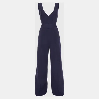 Pre-owned Herve Leger Rayon Jumpsuit Xs In Blue
