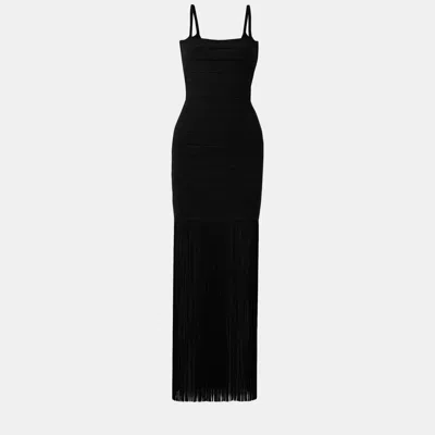 Pre-owned Herve Leger Rayon Maxi Dress S In Black