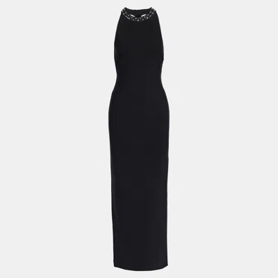 Pre-owned Herve Leger Rayon Maxi Dress Xl In Black