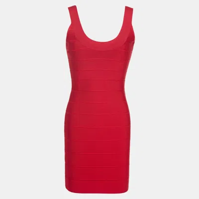 Pre-owned Herve Leger Rayon Mini Dress S In Red