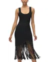 Herve Leger Reagan Crystal-embellished Fringed Bandage Midi Dress In Black