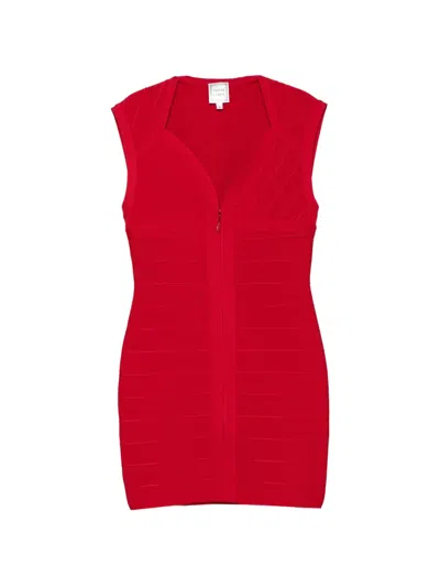 Herve Leger Red Carpet Bandage-style V-neck Dress