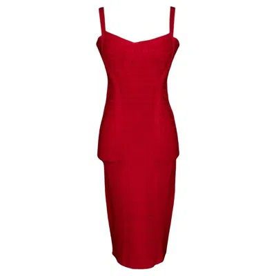 Pre-owned Herve Leger Hervé Léger Red Dress, Size M