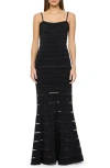 Herve Leger Sleeveless Stitched Bandage Gown In Black