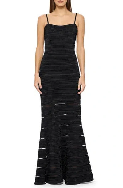 Herve Leger Sleeveless Stitched Bandage Gown In Met Black