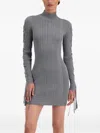 Herve Leger Ribbed Tie-detail Mini Dress In Gray