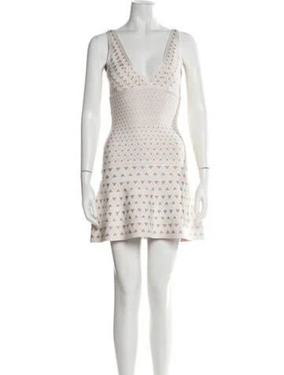 Pre-owned Herve Leger Rosario Mini Dress W/ Tags In Neutral
