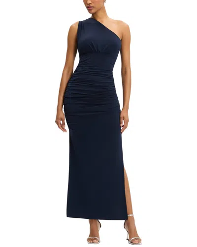 Herve Leger Ruched Jersey Midi Dress In Blue
