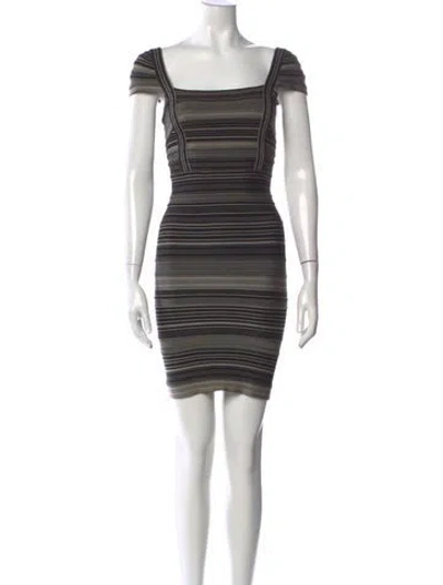 Pre-owned Herve Leger Sandra Mini Dress In Neutral
