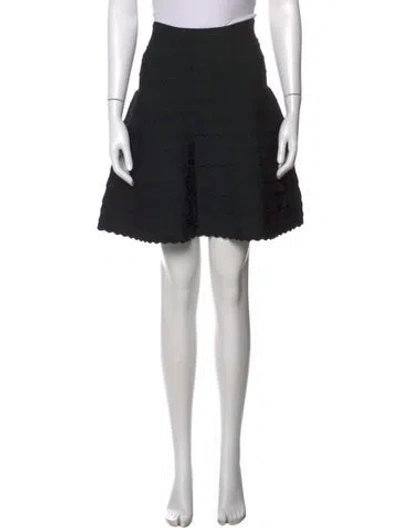 Pre-owned Herve Leger Scalloped Accent Mini Skirt In Black