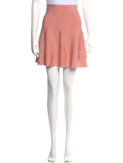 Pre-owned Herve Leger Scalloped Accent Mini Skirt In Orange